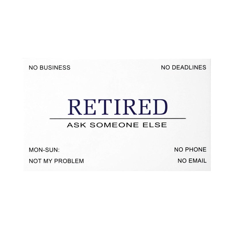 RXBC2011 بطاقات عمل متقاعدين مضحكة RXBC2011 هدية تقاعد (عبوة من 50 بطاقة بيضاء/مع علبة من الفولاذ المقاوم للصدأ بمرآة ذهبية) للرجال والنساء المتقاعدين وزملاء العمل والموظفين والرؤساء والأصدقاء والزملاء - Image 2